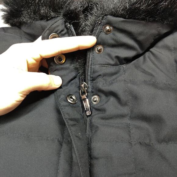 Lauren Ralph Lauren Black Quilted Puffer Vest Medium Faux Fur Collar Apres Ski - Picture 4 of 10